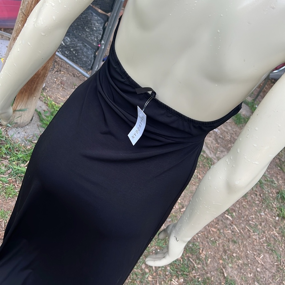tik:tok by the mogan dress Black Halter Maxi Dress made in USA - Picture 4 of 6